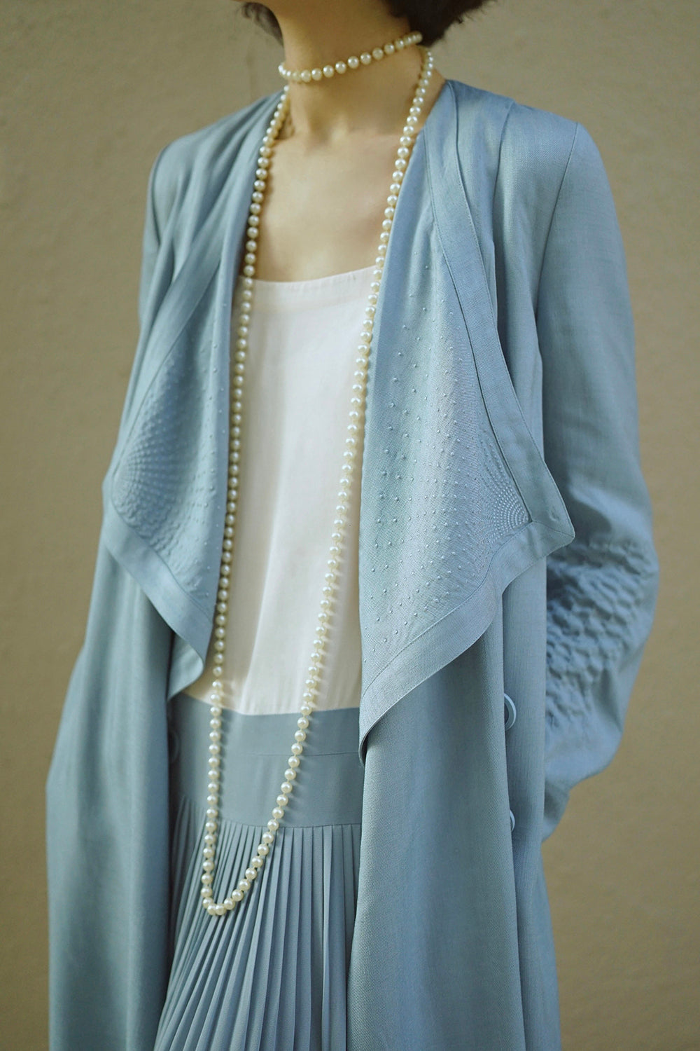 1920s|Color-Block Pleated Slip Dress