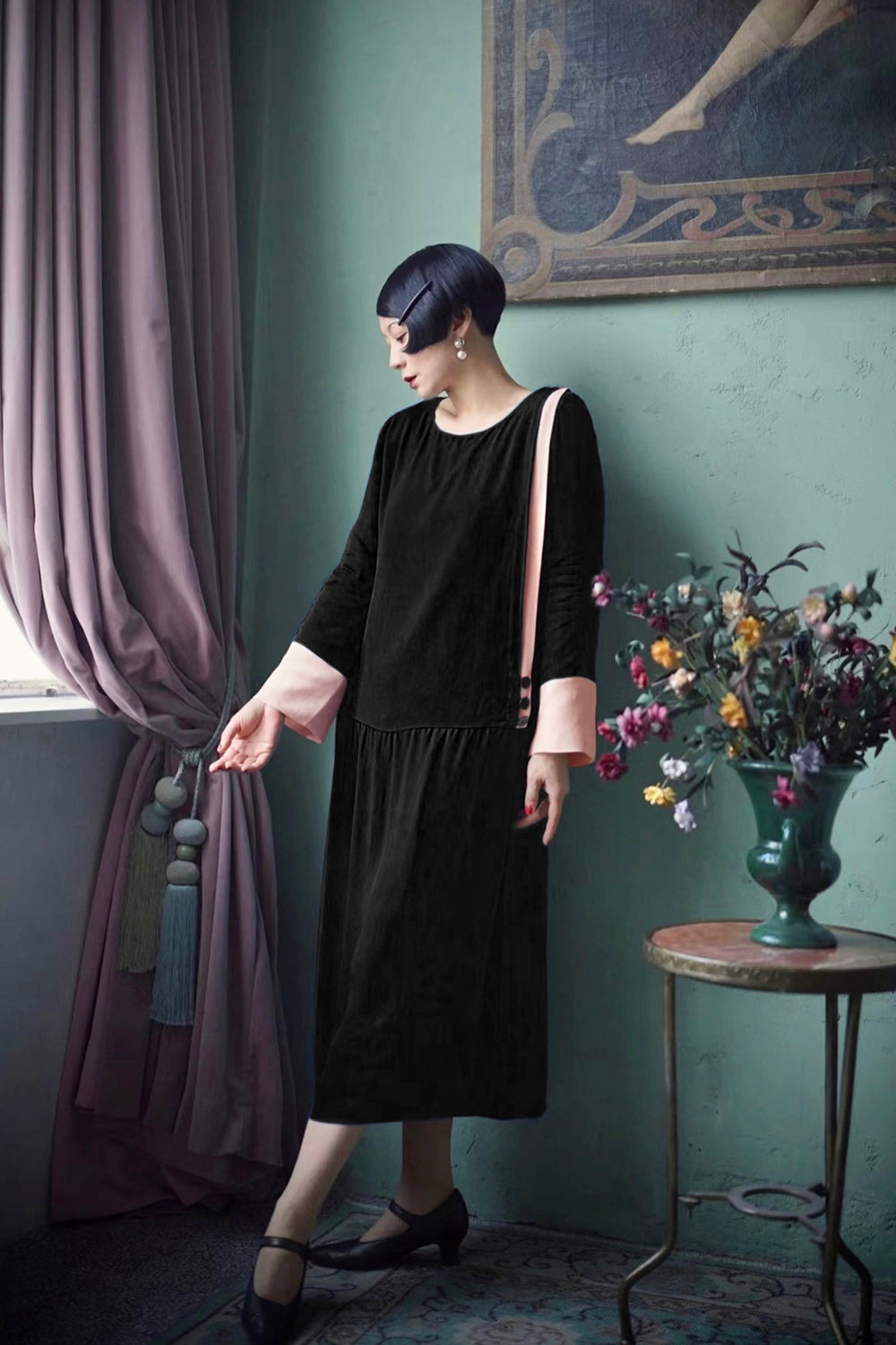1920s|Color-Block Day Dress
