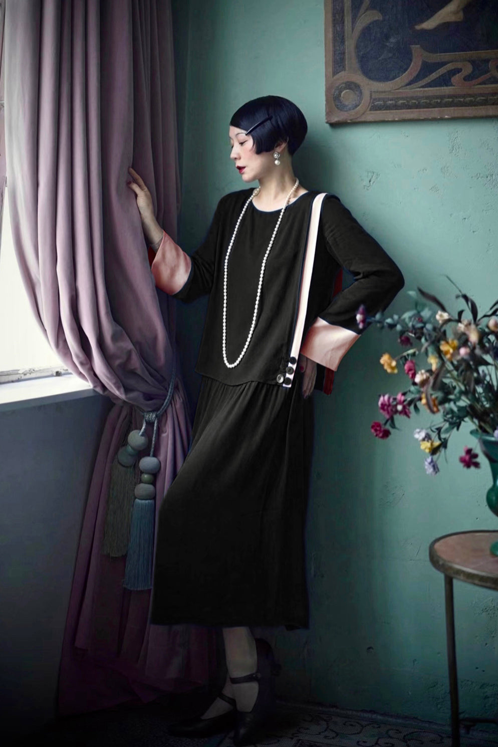 1920s|Color-Block Day Dress