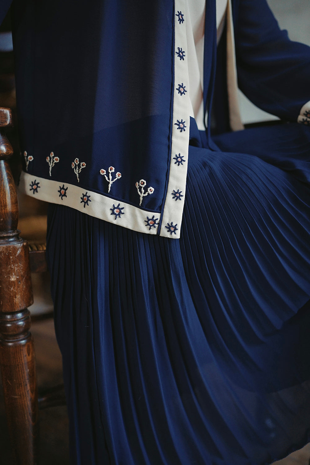 1920s|Hand-embroidered Chiffon Two-Piece Set