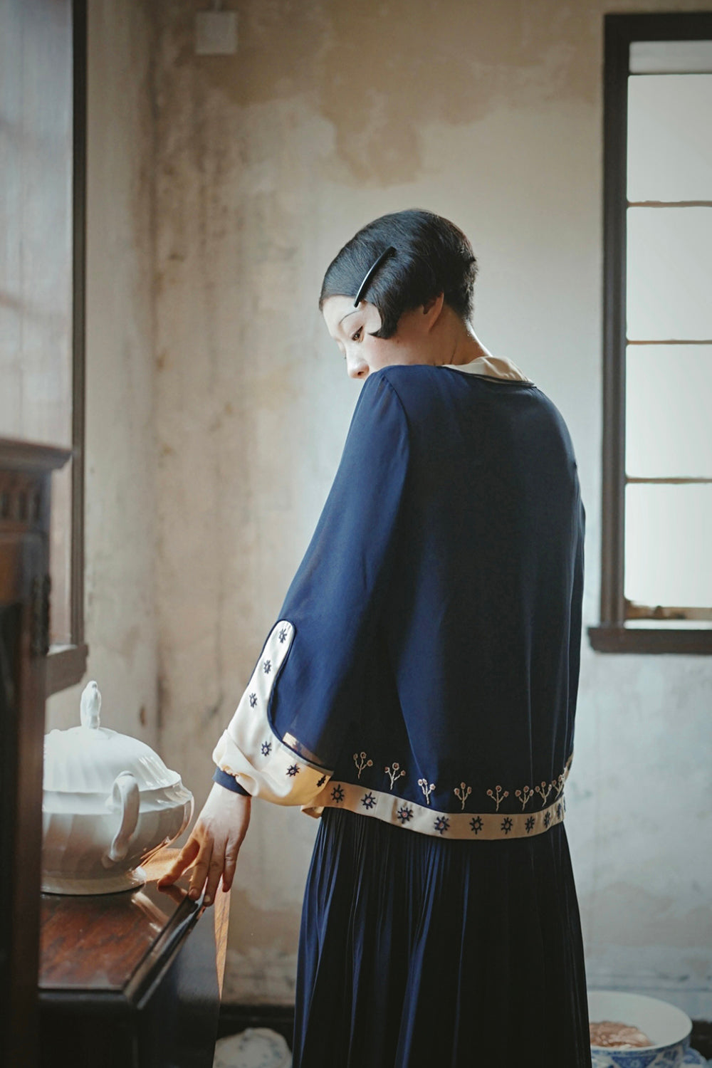 1920s|Hand-embroidered Chiffon Two-Piece Set