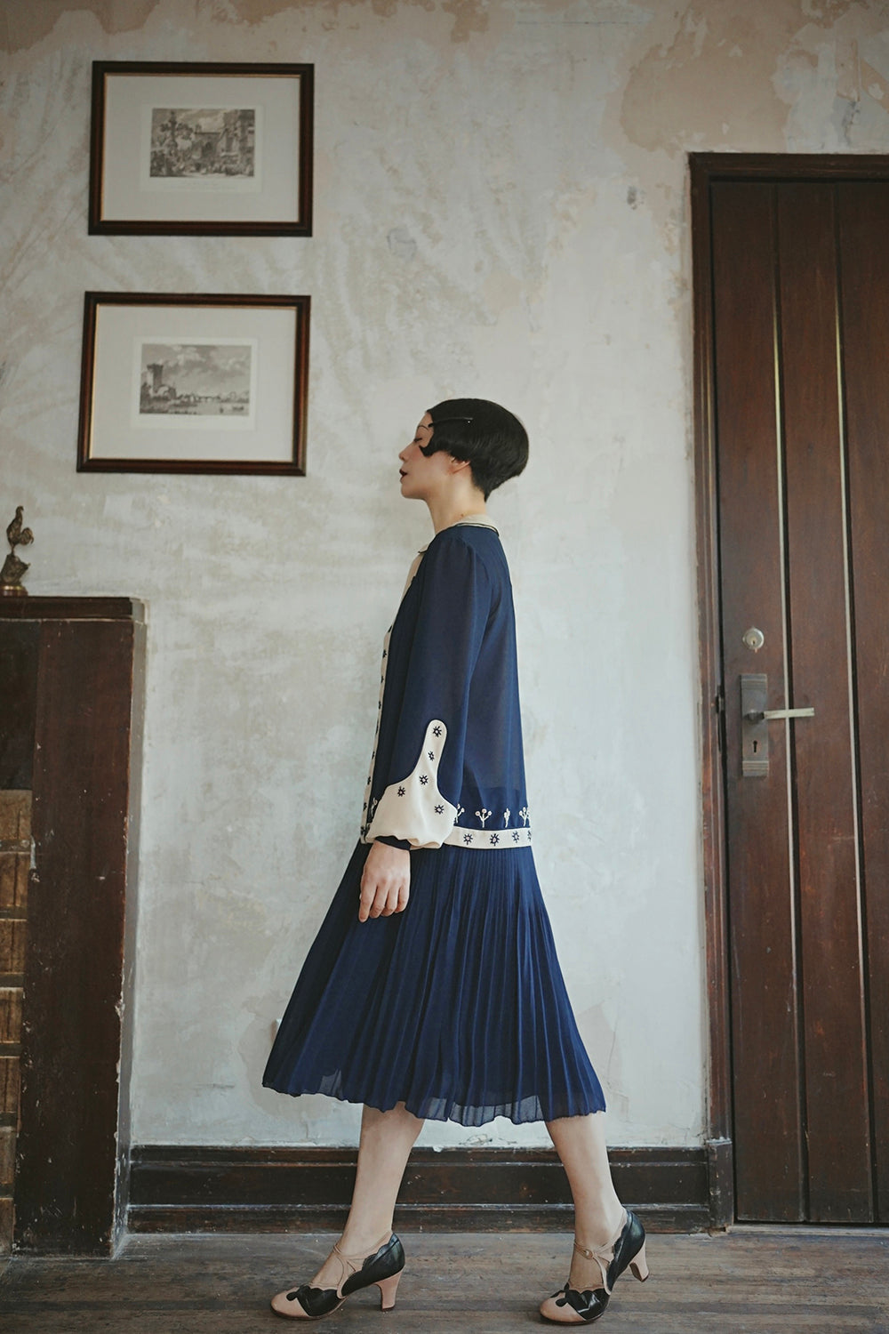 1920s|Hand-embroidered Chiffon Two-Piece Set