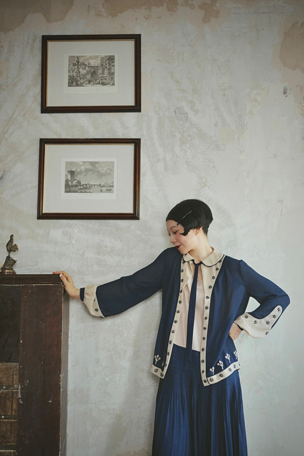 1920s|Hand-embroidered Chiffon Two-Piece Set