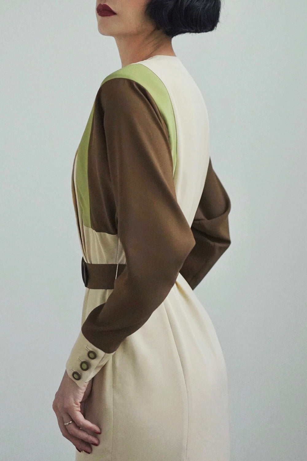 1940s|Color-blocking dress
