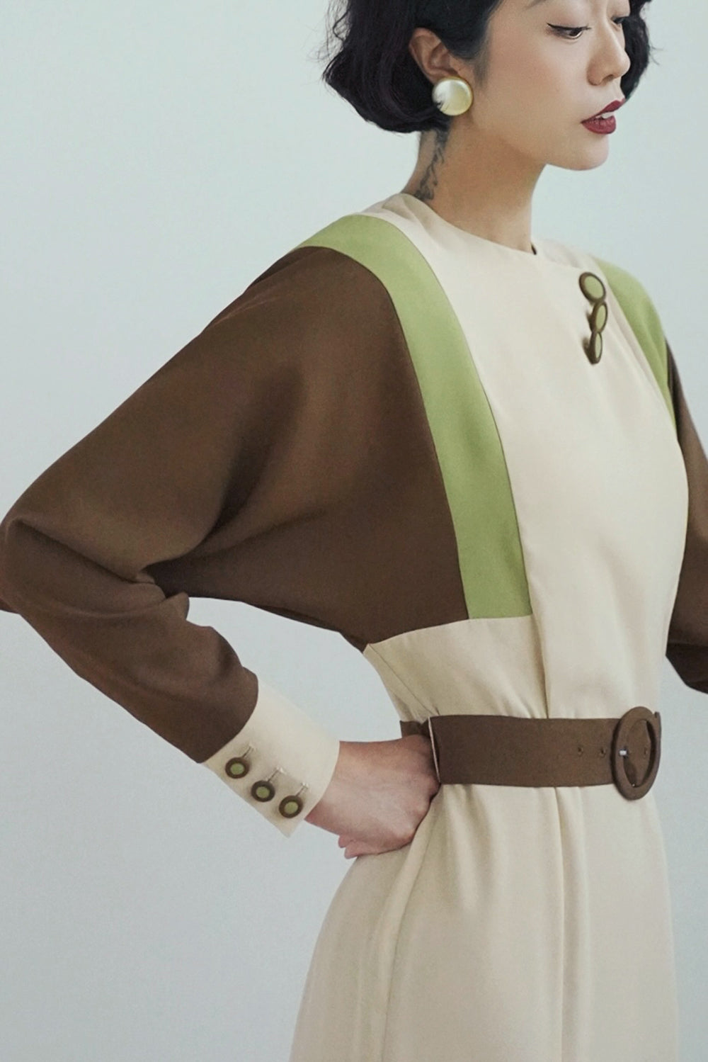 1940s|Color-blocking dress