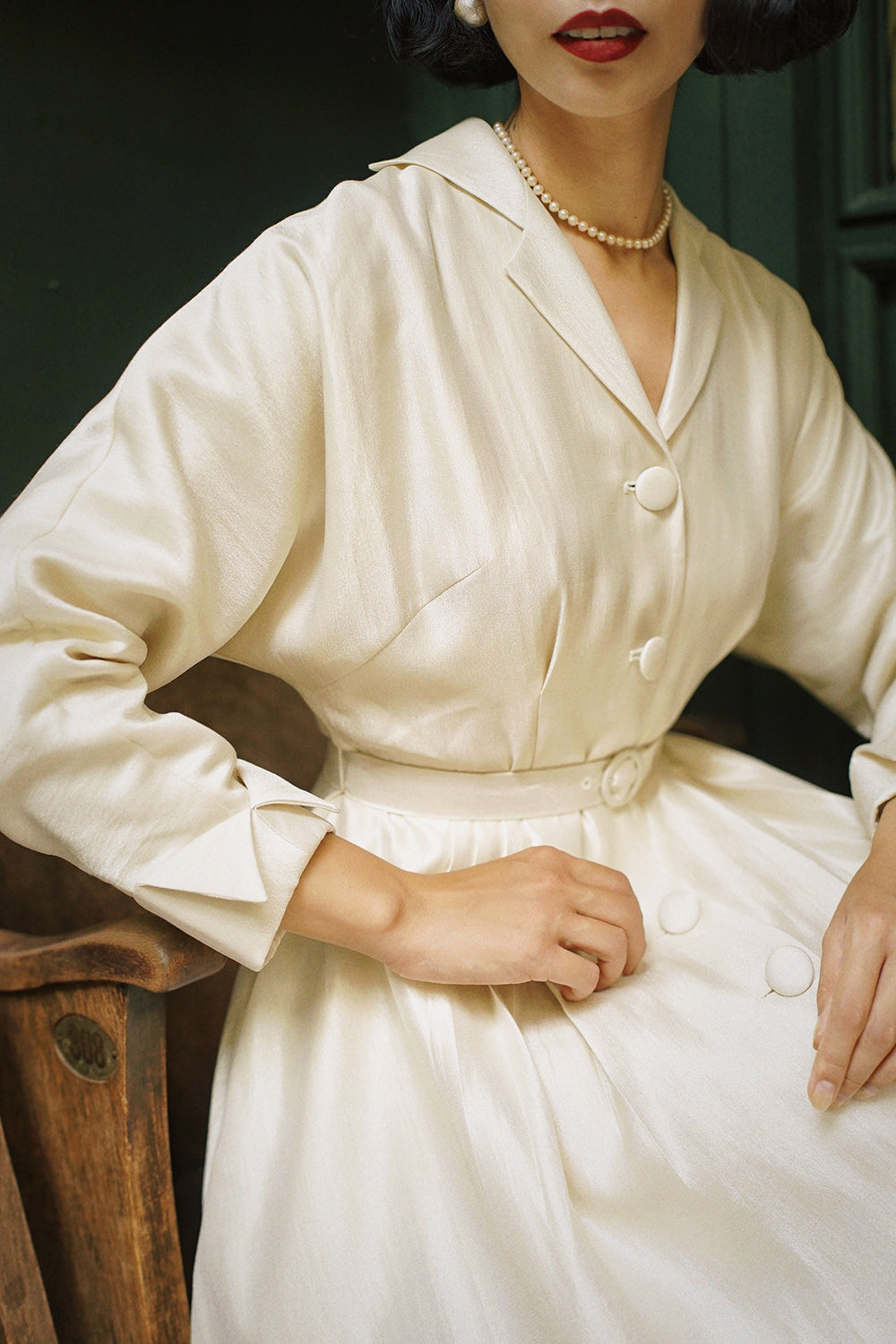 1950s|Classic Trench Coat Dress| Black&White