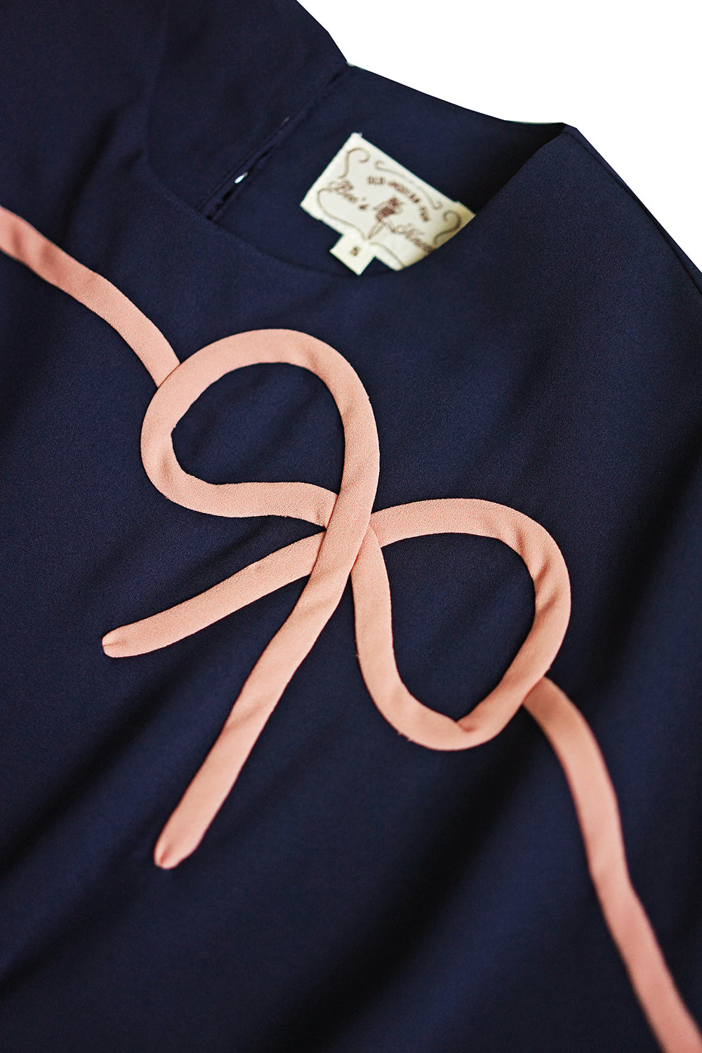1940s|Bows Peplum Dress(Orange / Navy)