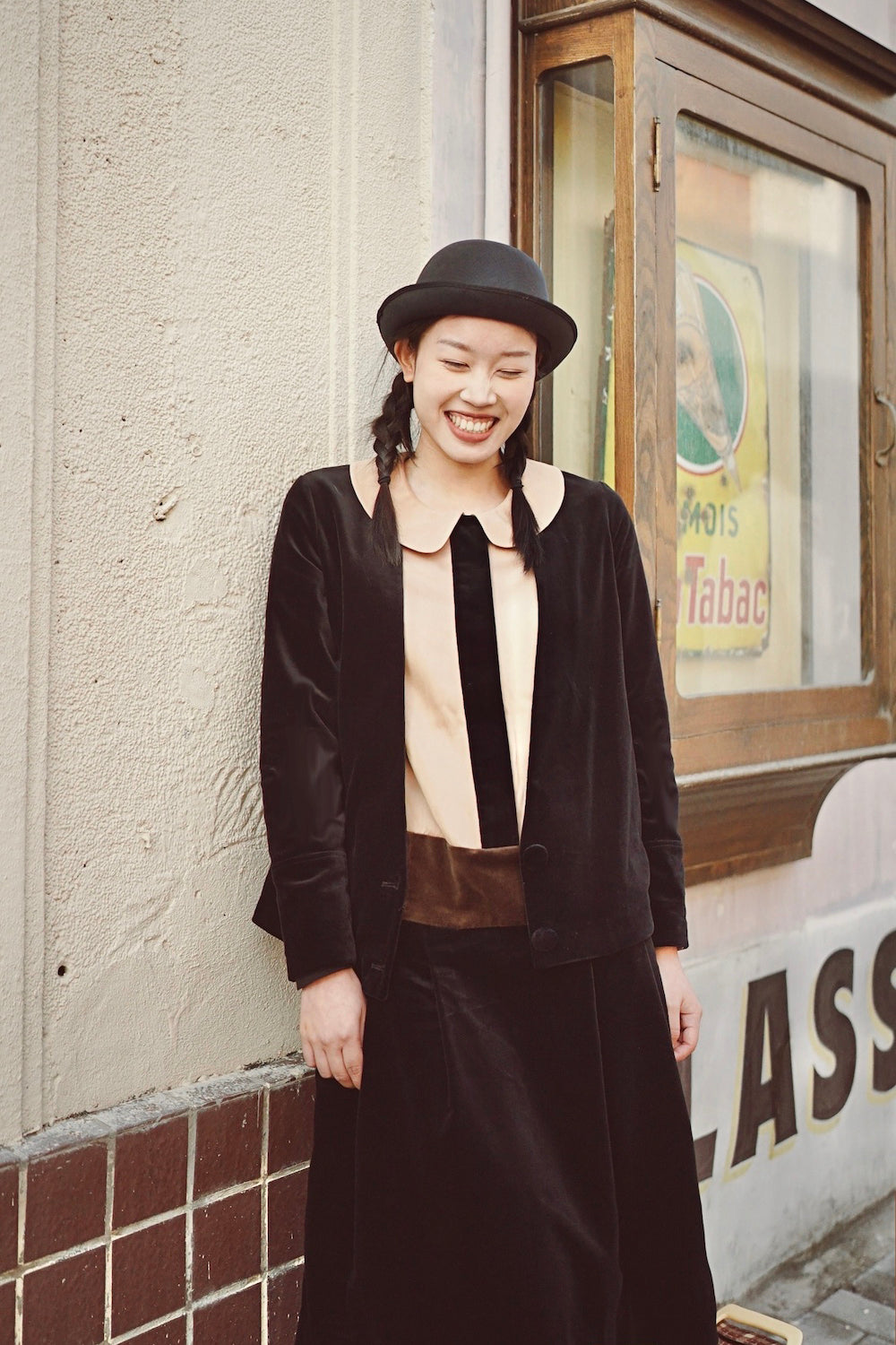 1920s|Peter Pan Collar Velvet Two-Piece Set