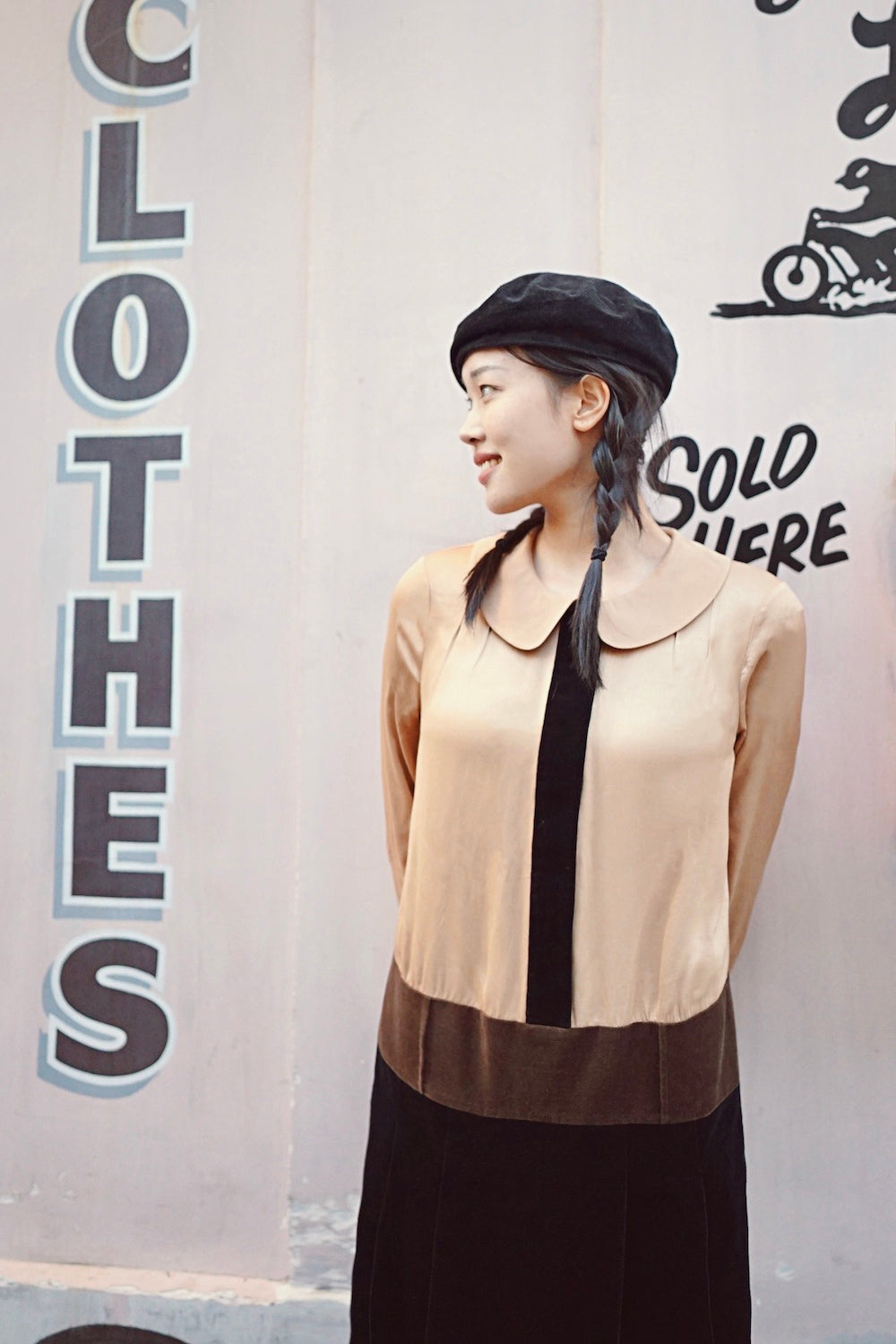 1920s|Peter Pan Collar Velvet Two-Piece Set
