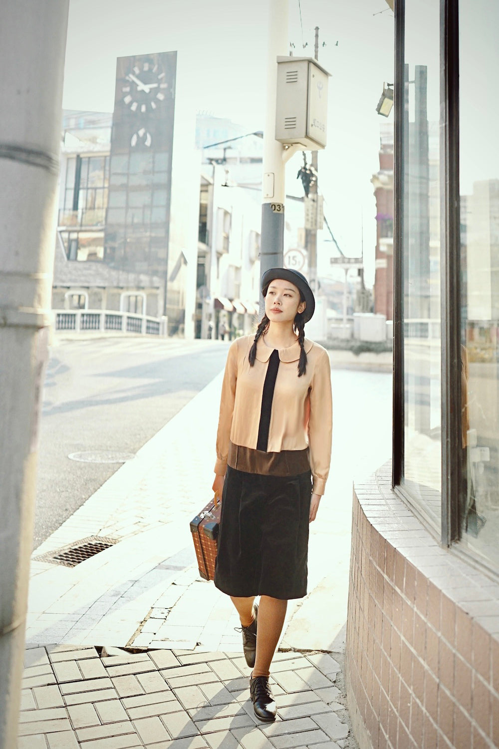 1920s|Peter Pan Collar Velvet Two-Piece Set
