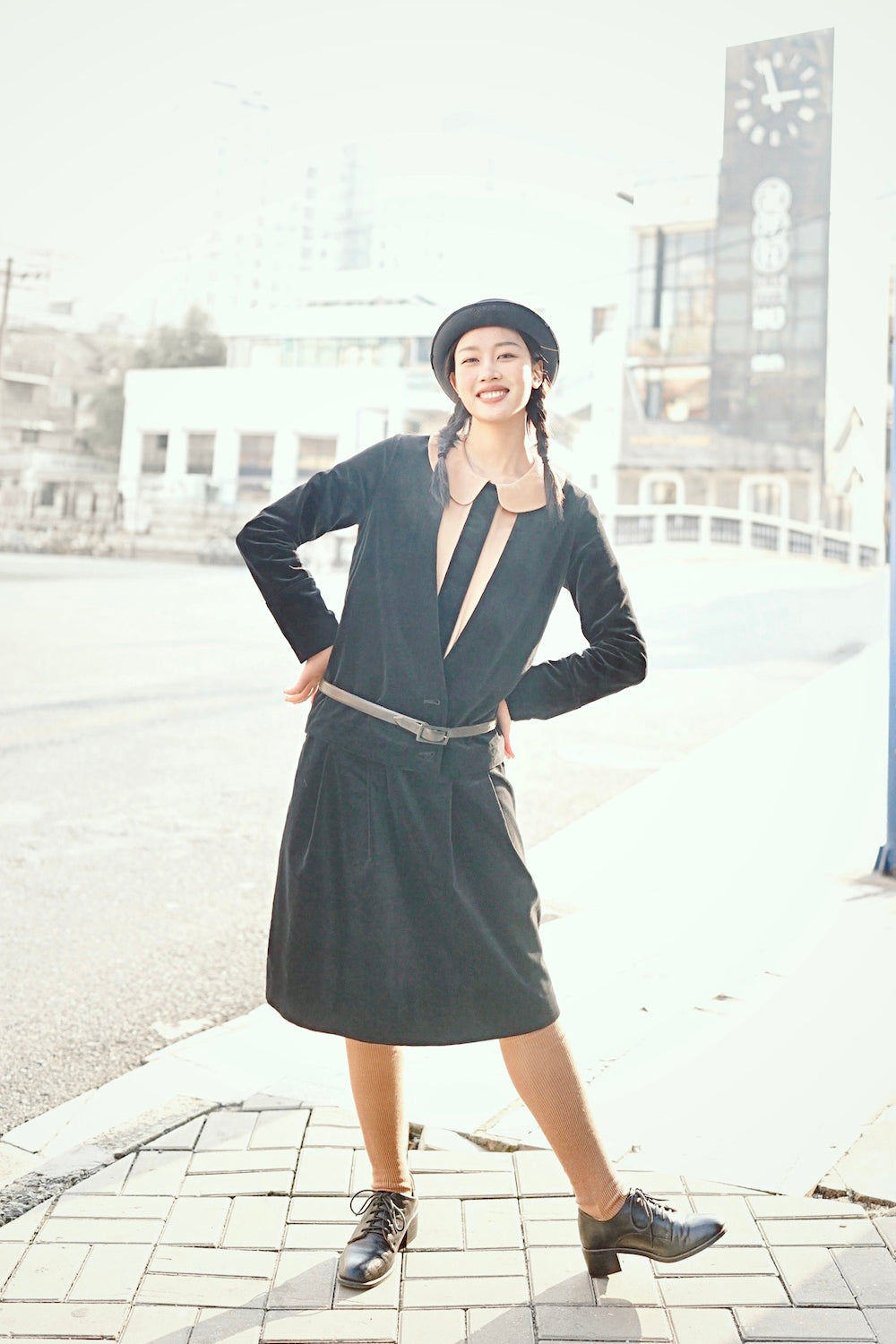 1920s|Peter Pan Collar Velvet Two-Piece Set