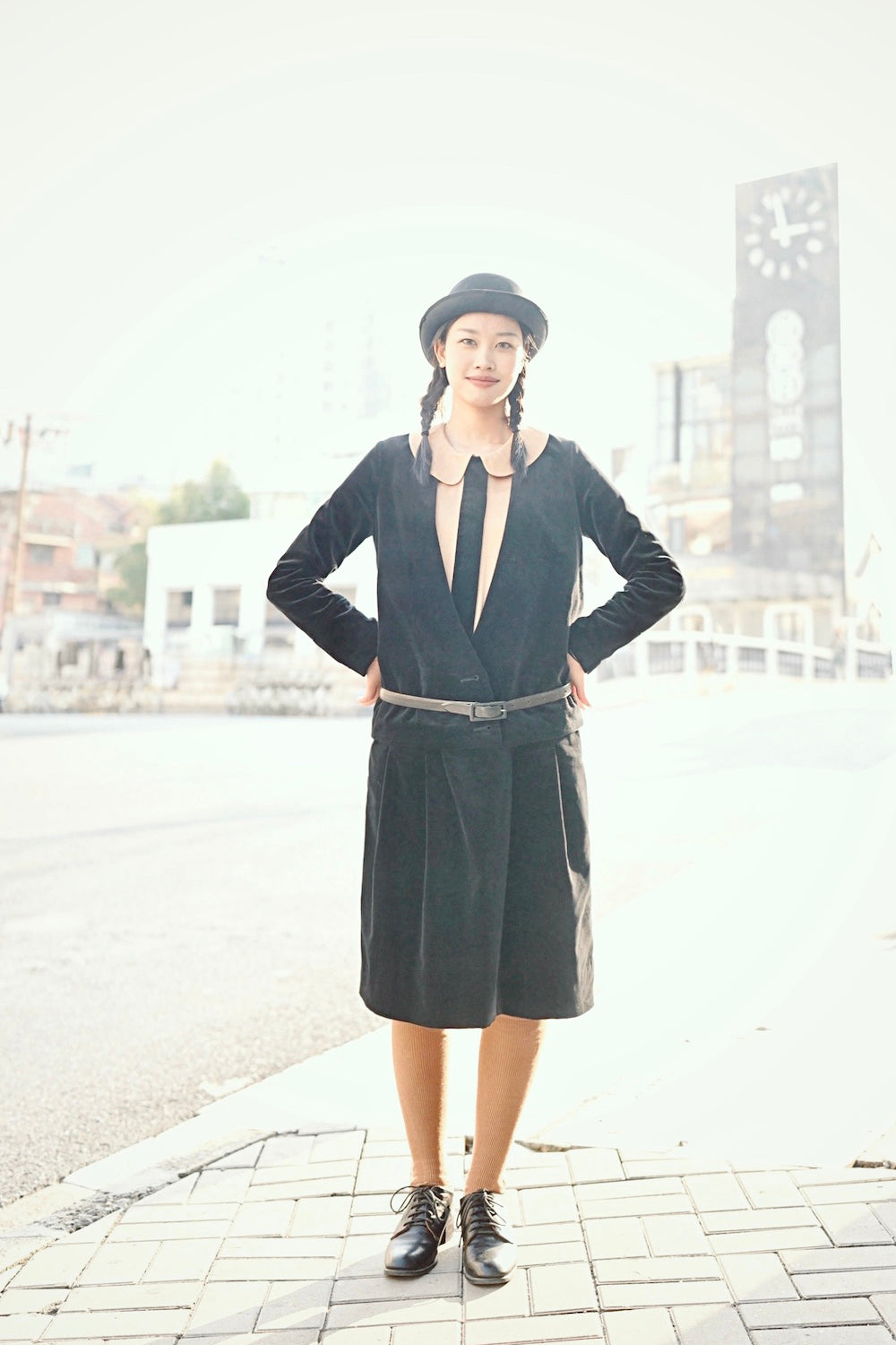 1920s|Peter Pan Collar Velvet Two-Piece Set