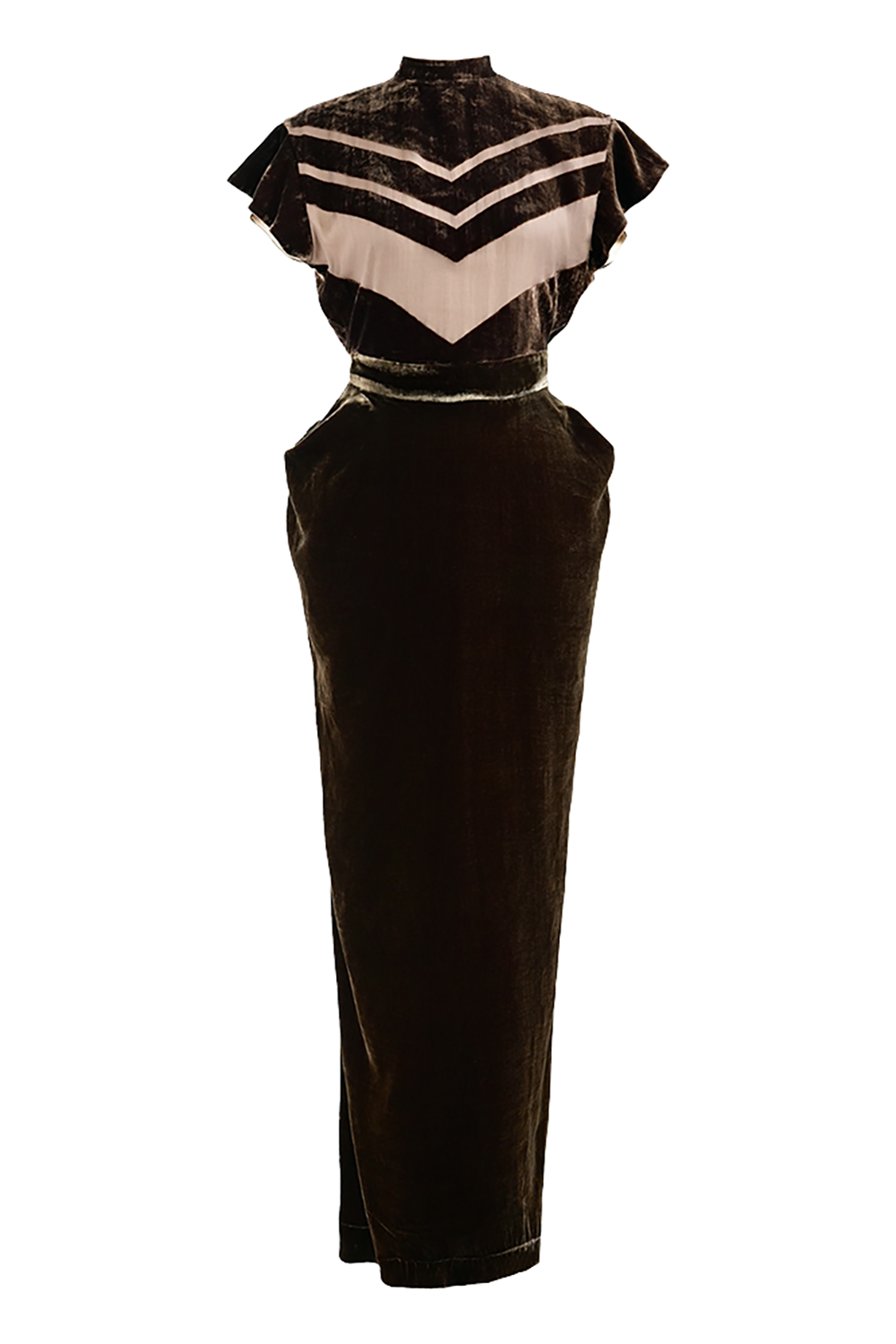1930s|Art Deco Brown Velvet Goddess Dress