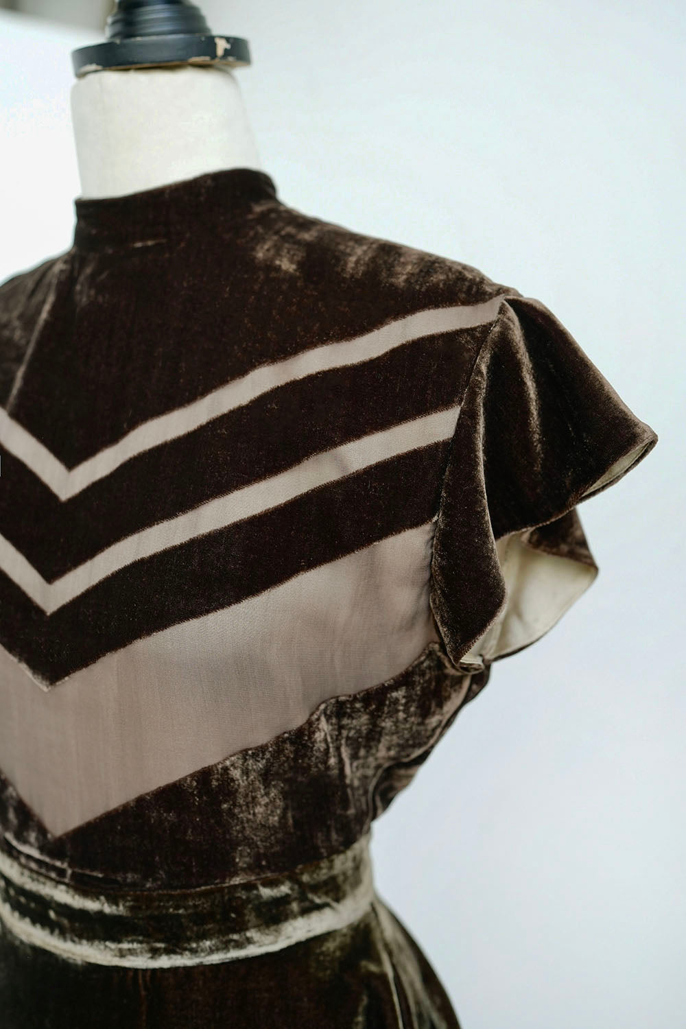 1930s|Art Deco Brown Velvet Goddess Dress
