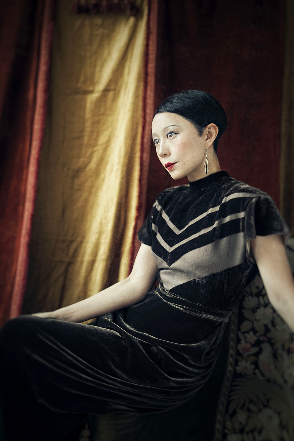 1930s|Art Deco Brown Velvet Goddess Dress