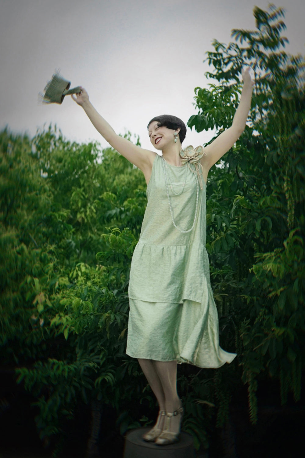 1920s | Green flower flapper dress