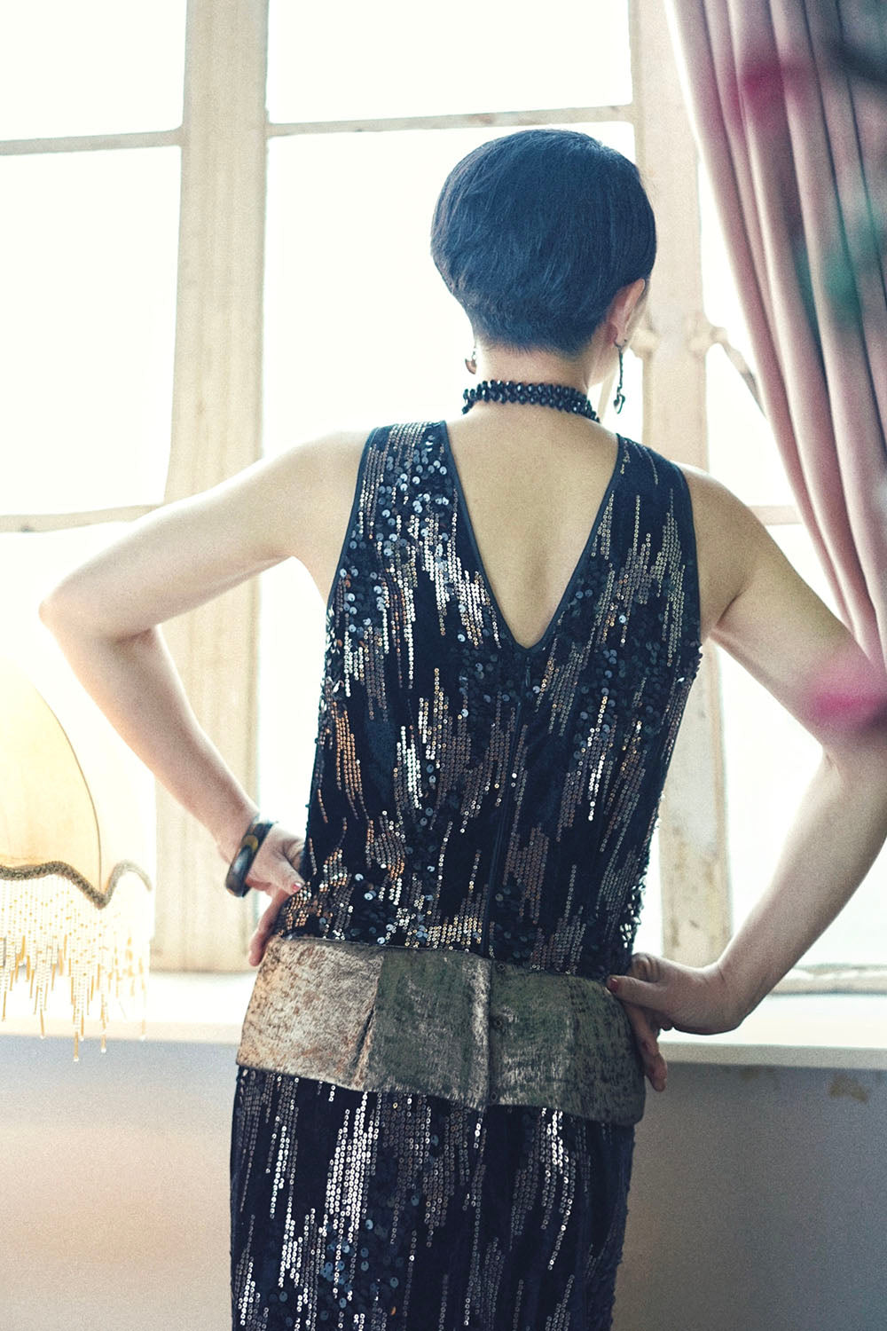 1920s|Gold Sequin Paneled Dress