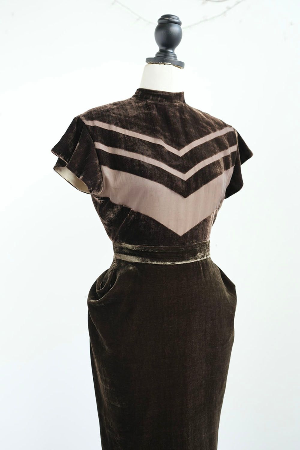 1930s|Art Deco Brown Velvet Goddess Dress