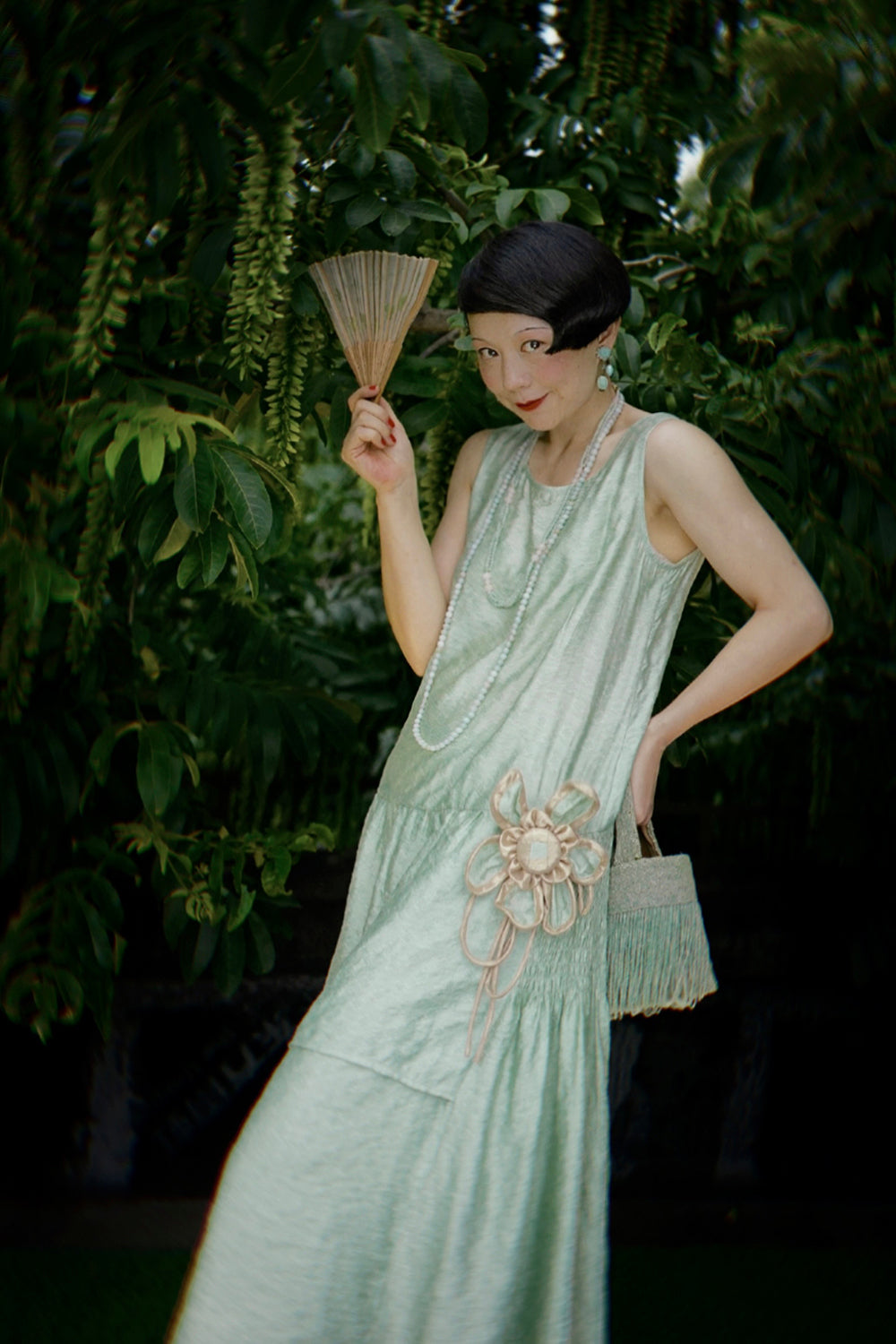 1920s | Green flower flapper dress
