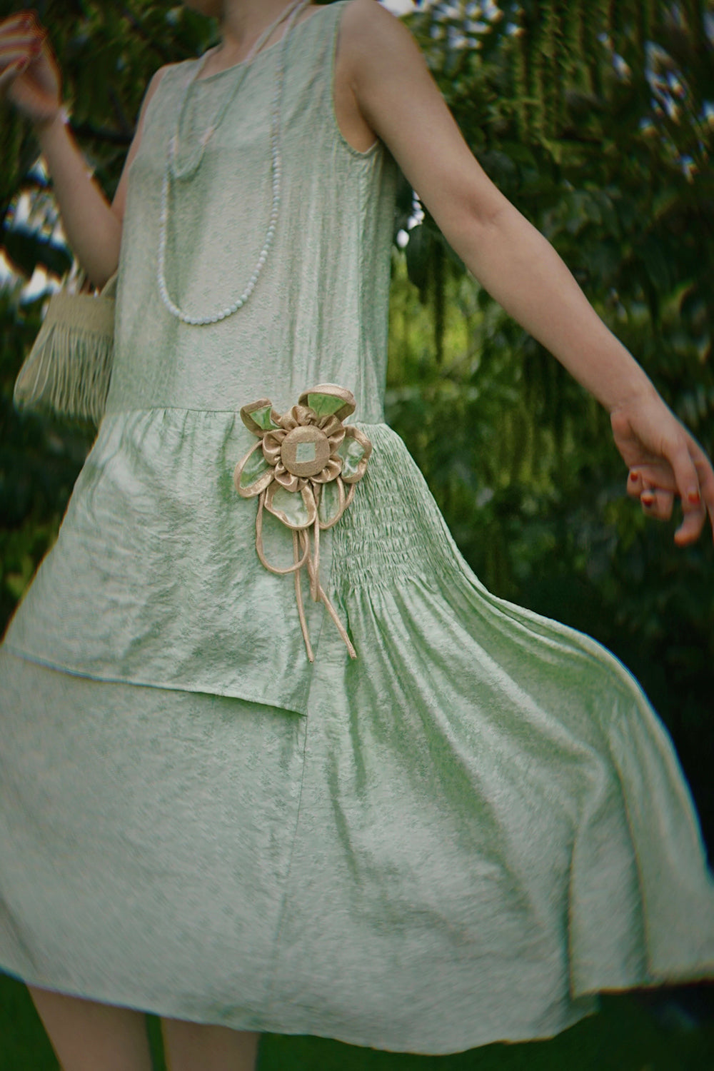 1920s | Green flower flapper dress