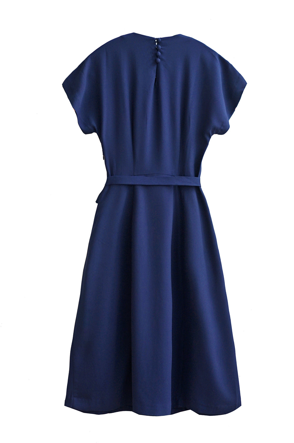 1940s|Bows Peplum Dress(Orange / Navy)