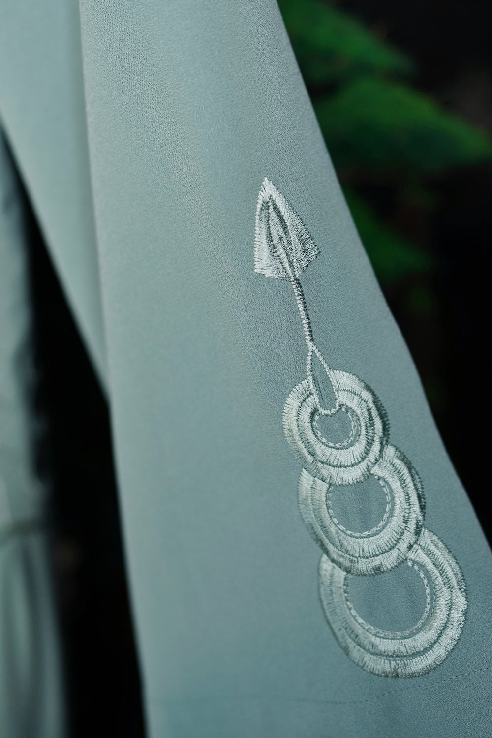 1920s|Art Deco Sage Green Embroidered Dress