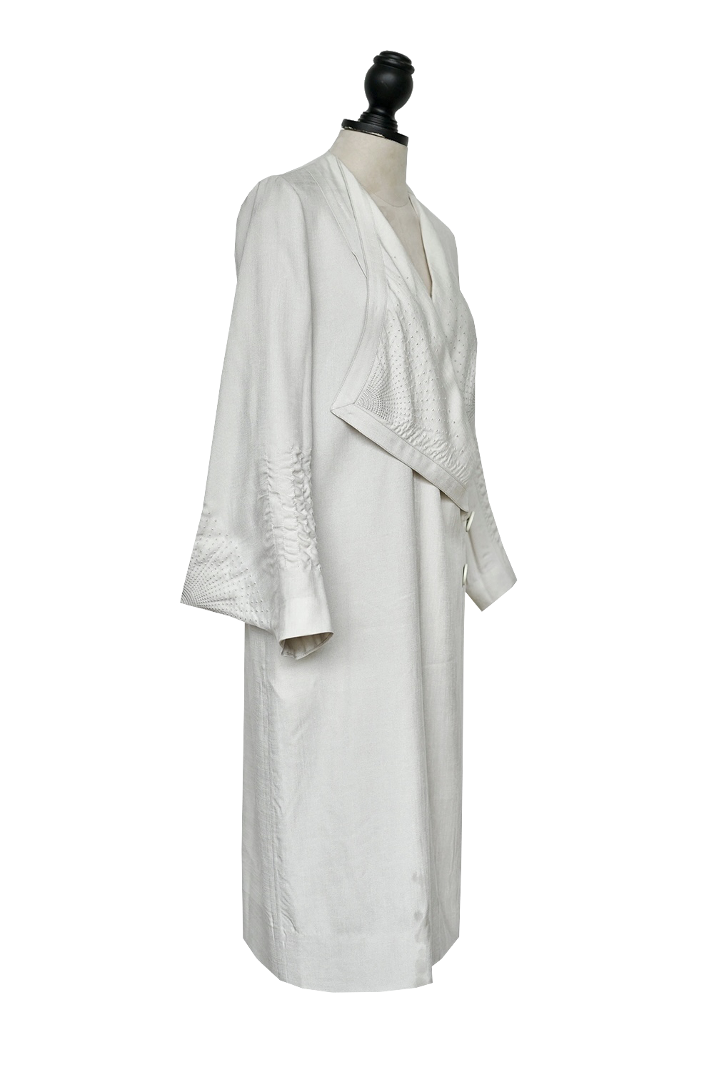 1920s|Radiant stripe seed embroidery coat(White)