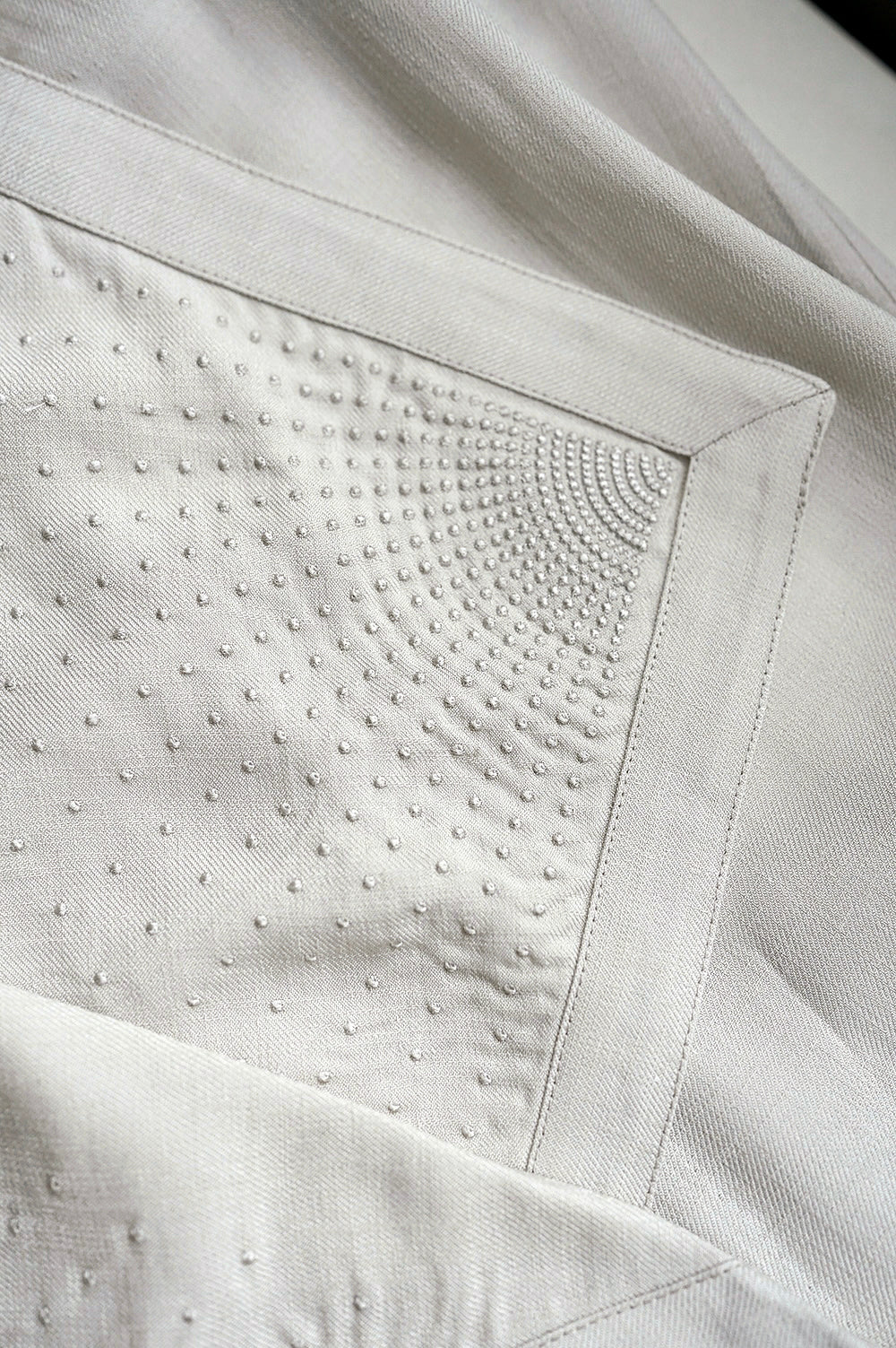 1920s|Radiant stripe seed embroidery coat(White)