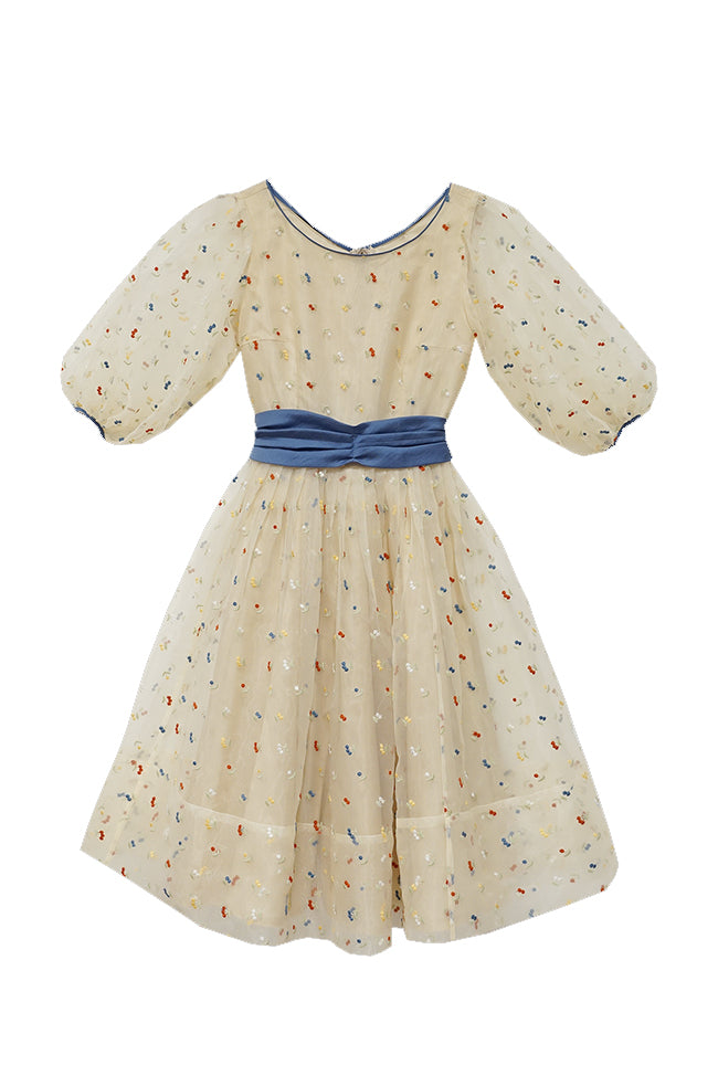 1950s|Cherry Embroidered Organza Dress