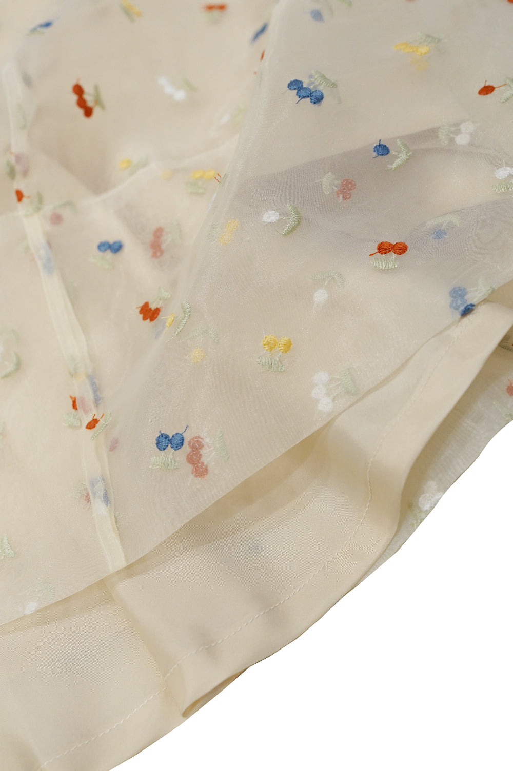 1950s|Cherry Embroidered Organza Dress