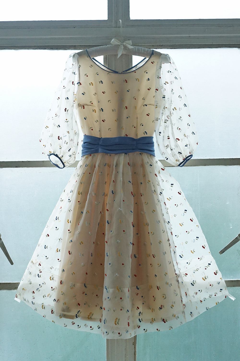 1950s|Cherry Embroidered Organza Dress