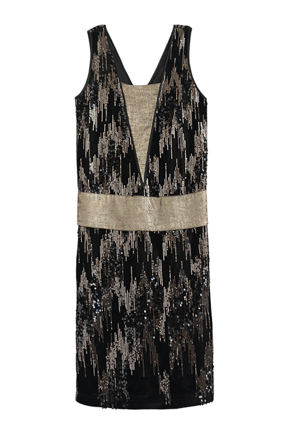 1920s|Gold Sequin Paneled Dress