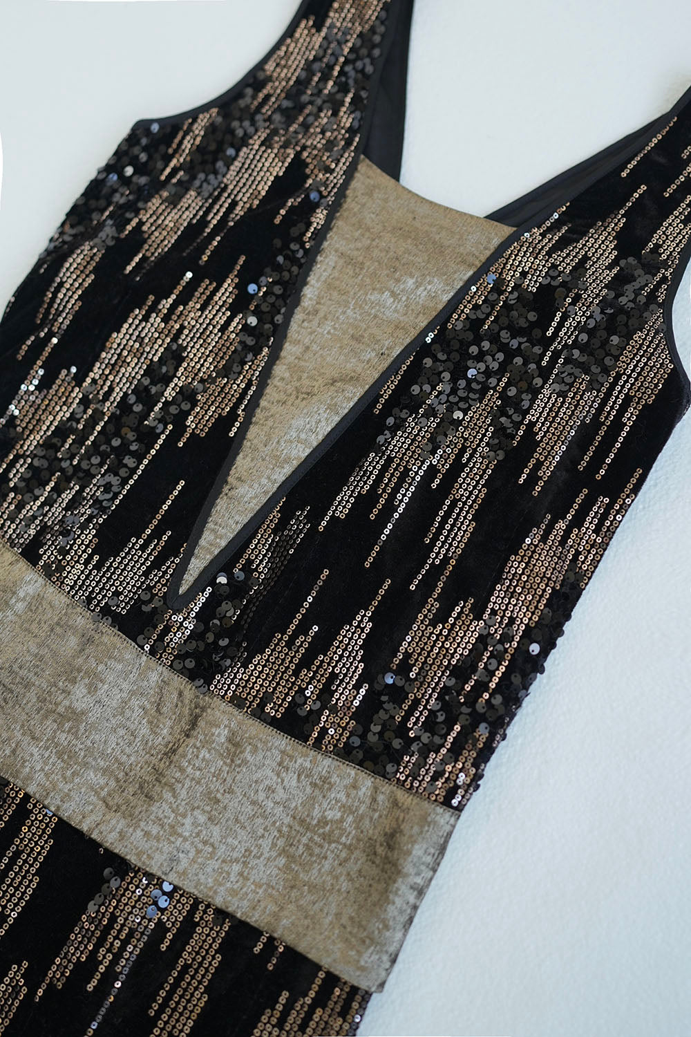 1920s|Gold Sequin Paneled Dress