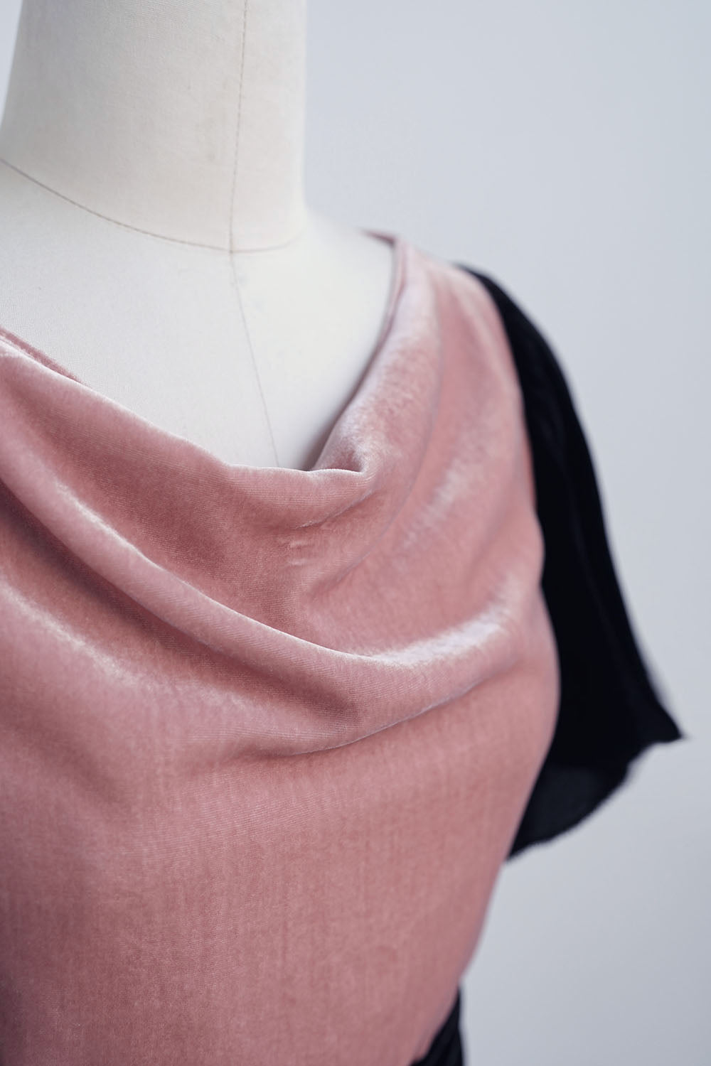 1930s|Cap Sleeve Velvet Gown (Pink + Coffee)