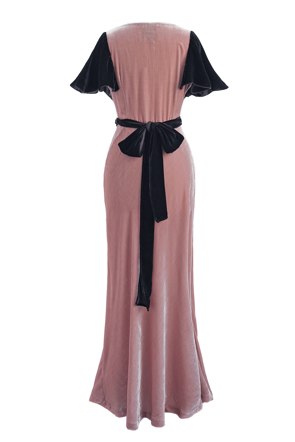 1930s|Cap Sleeve Velvet Gown (Pink + Coffee)