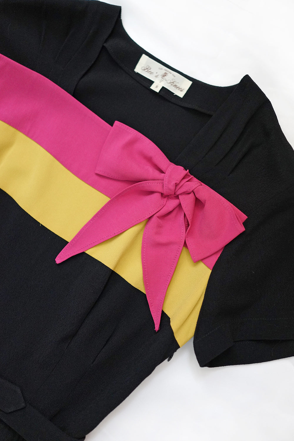 1940s|Color-Block Bow-Decorated Dress
