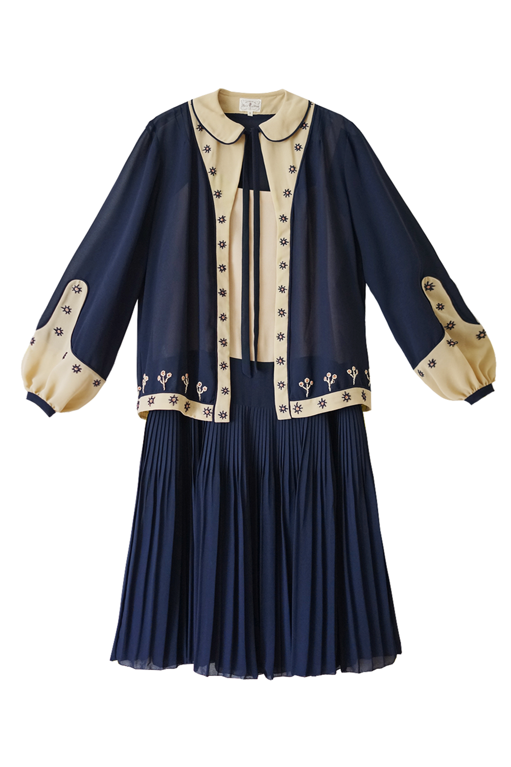1920s|Hand-embroidered Chiffon Two-Piece Set