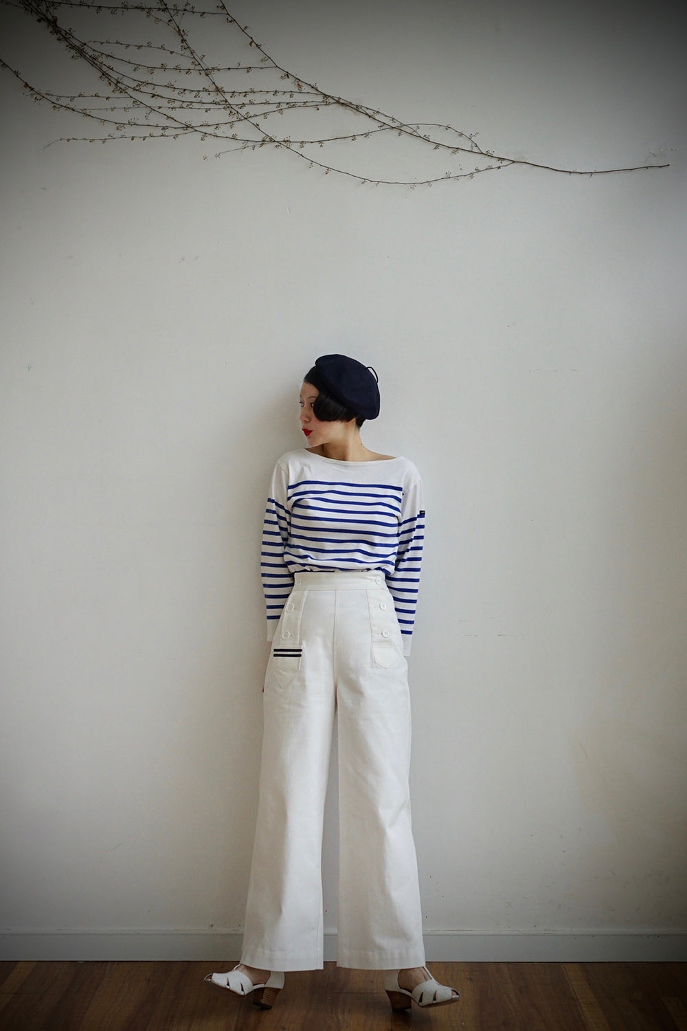 1940s | White Double-Breasted Sailor Pants