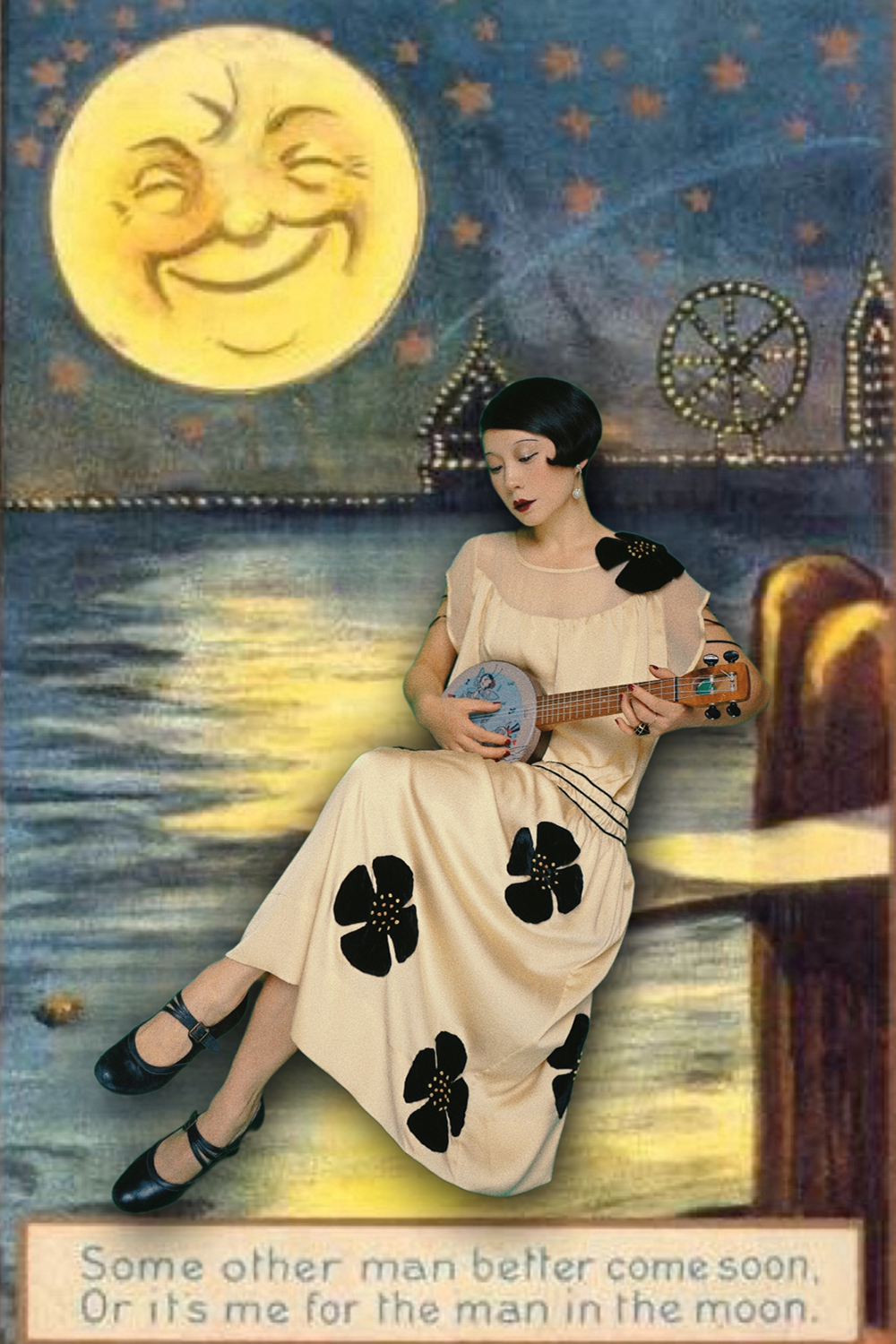 1920s|Velvet Flower Decorated Dress