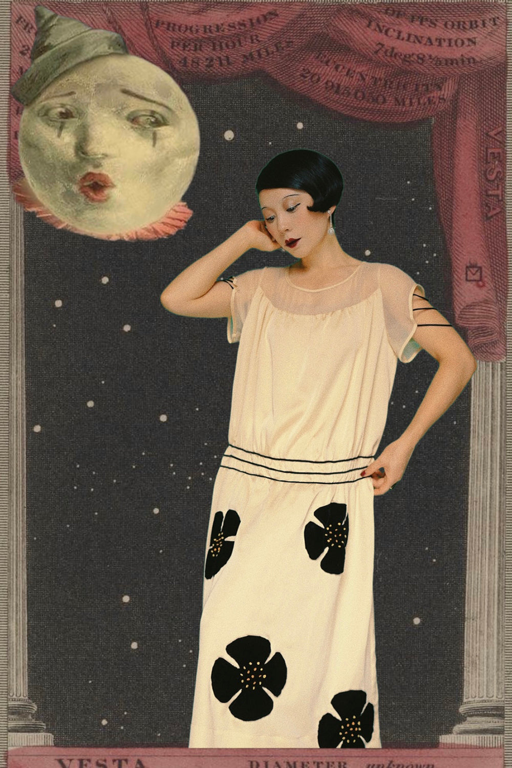 1920s|Velvet Flower Decorated Dress