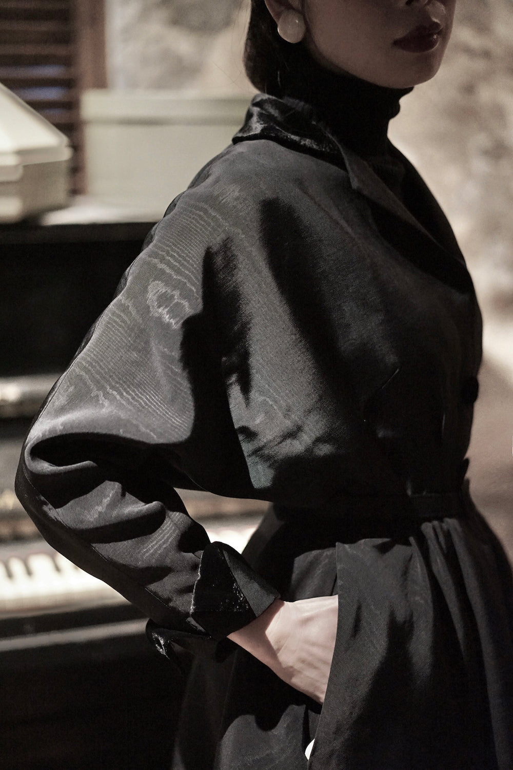 1950s|Classic Trench Coat Dress| Black&White