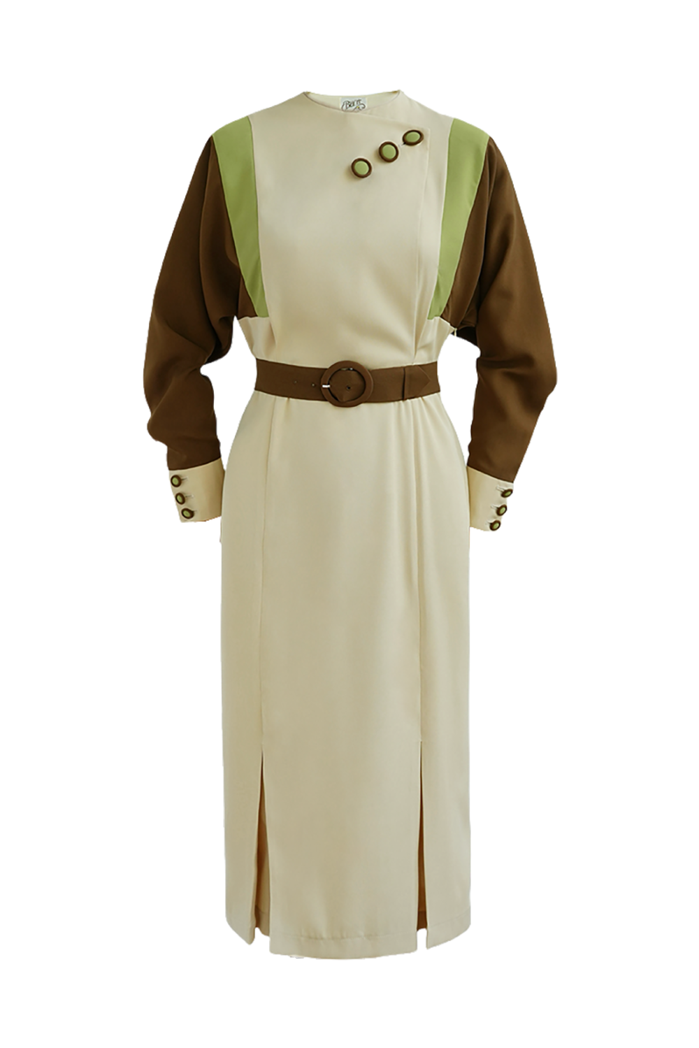1940s|Color-blocking dress