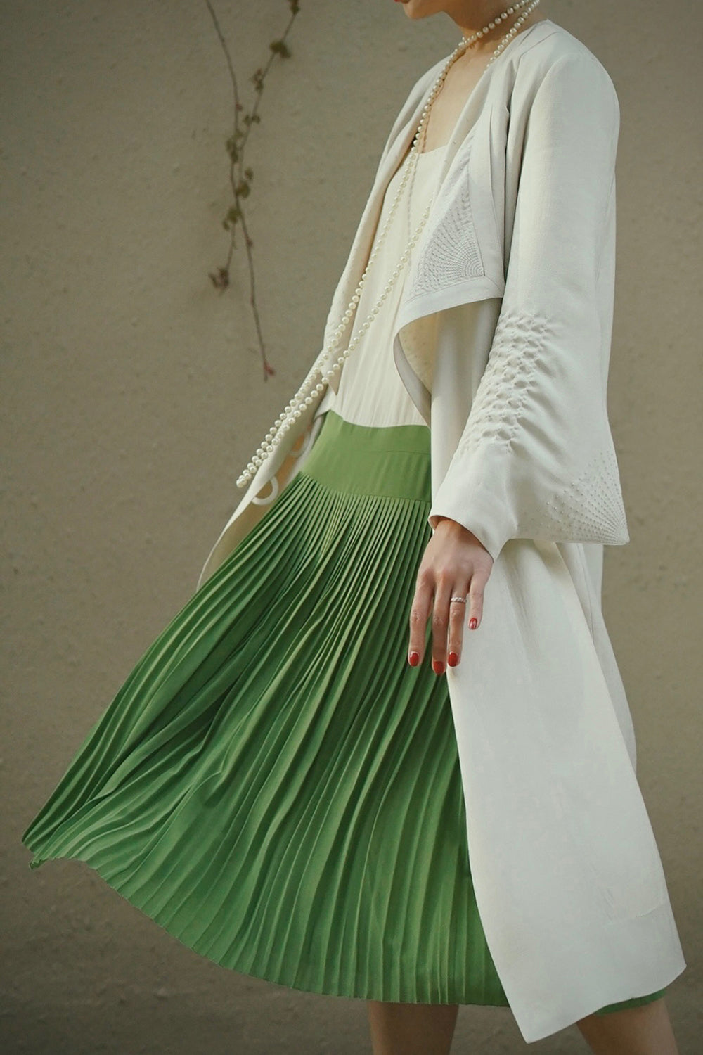 1920s|Color-Block Pleated Slip Dress