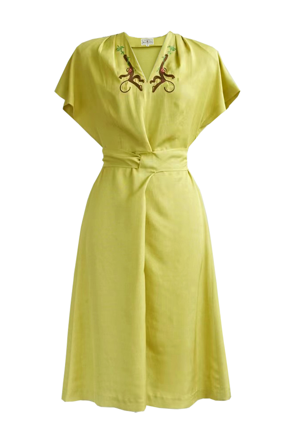 1940s|Monkey Embroidered Dress