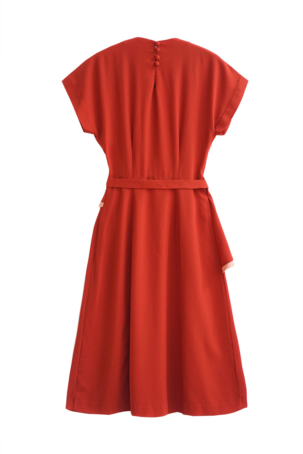1940s|Bows Peplum Dress(Orange / Navy)