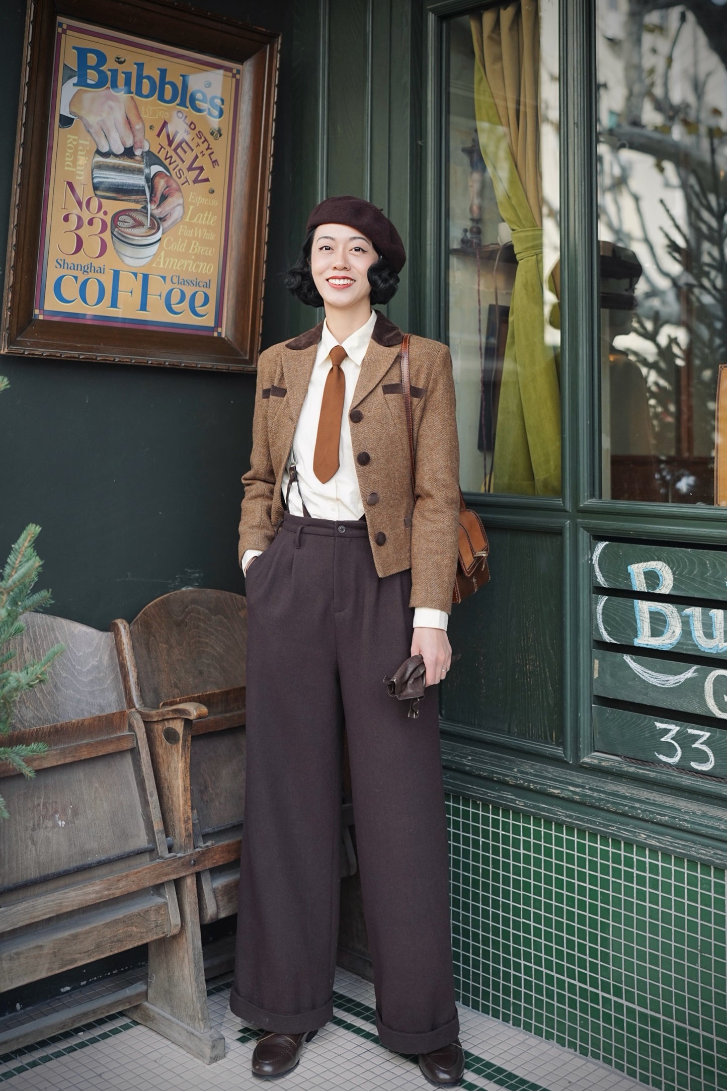 1940s｜Flannel High-waist Trousers.