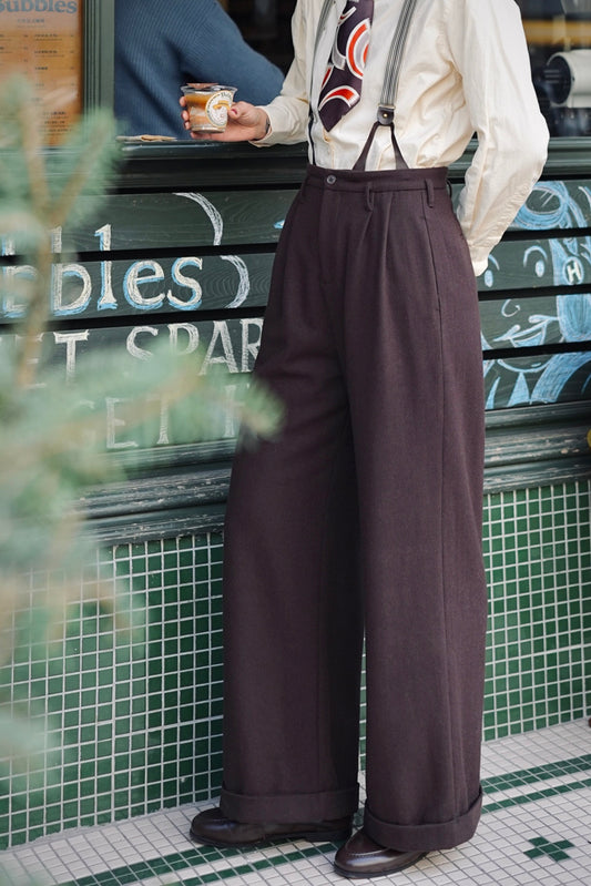1940s｜Flannel High-waist Trousers.