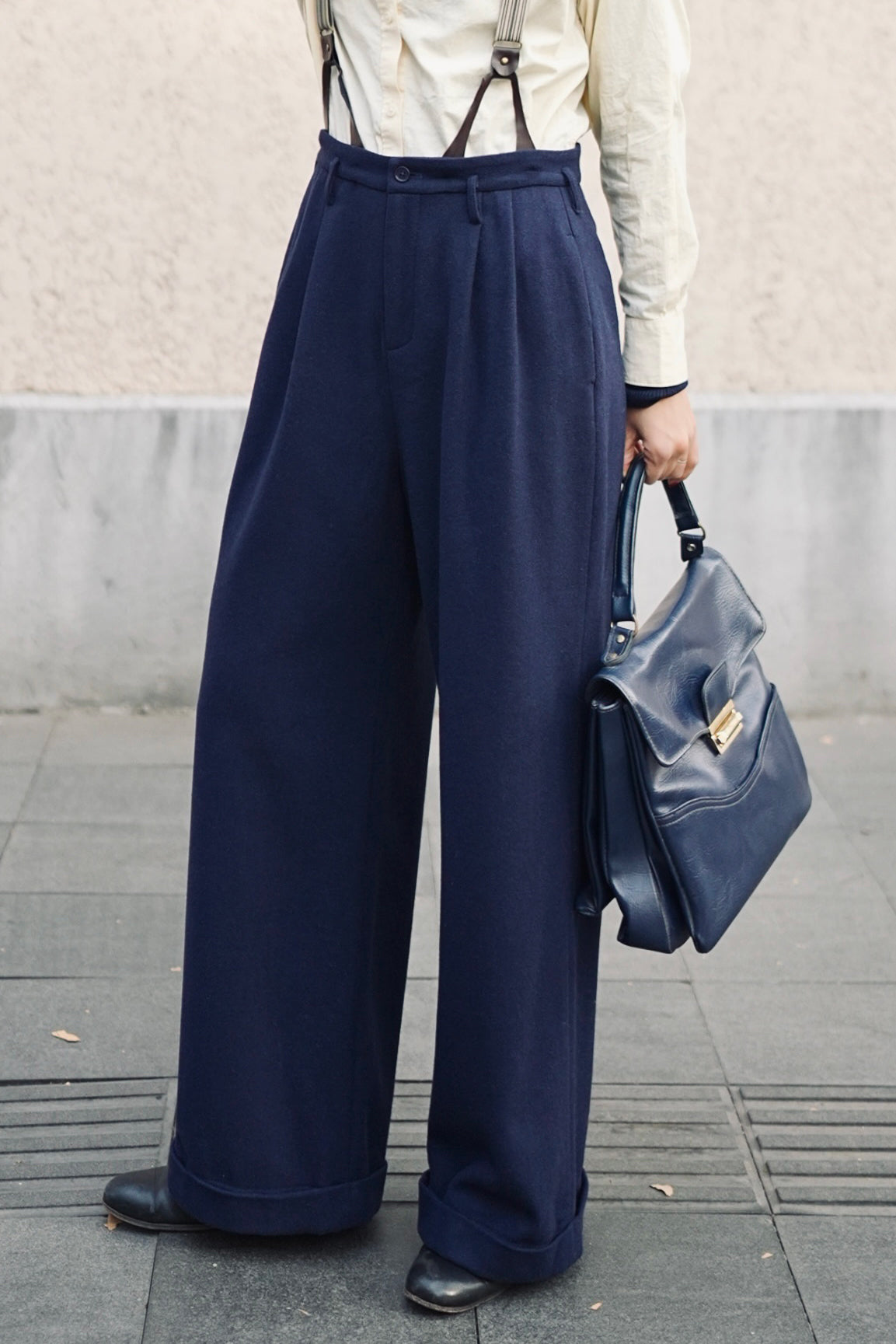 1940s｜Flannel High-waist Trousers.