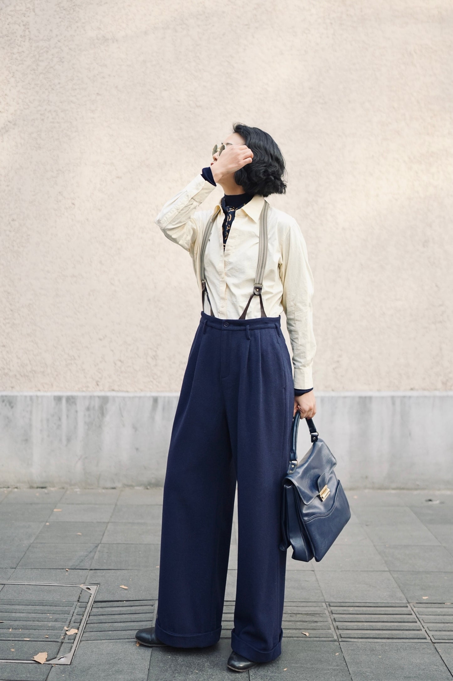 1940s｜Flannel High-waist Trousers.