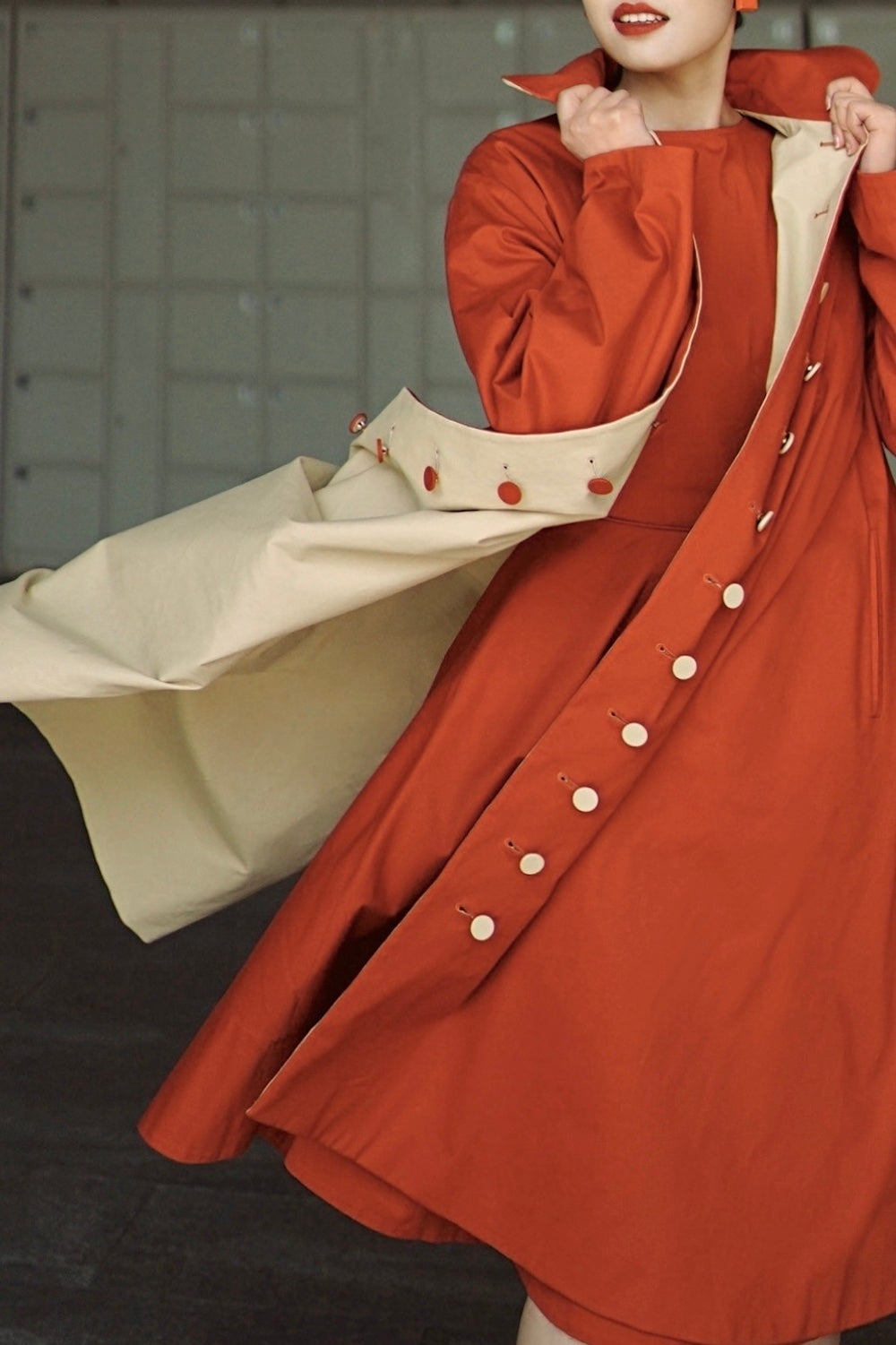 1950s｜Reversible Two-tone Swing Coat （Orange）